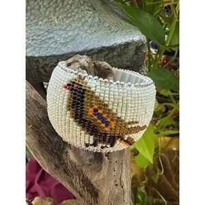 Beaded Bird Design Statement Bracelet
